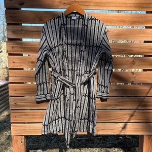 White and Black Belted Robe